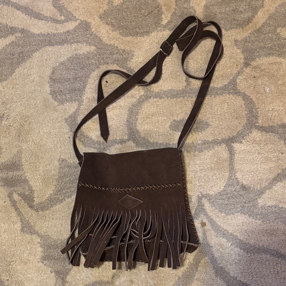 Women’s Brown Suede Fringe Crossbody Bag